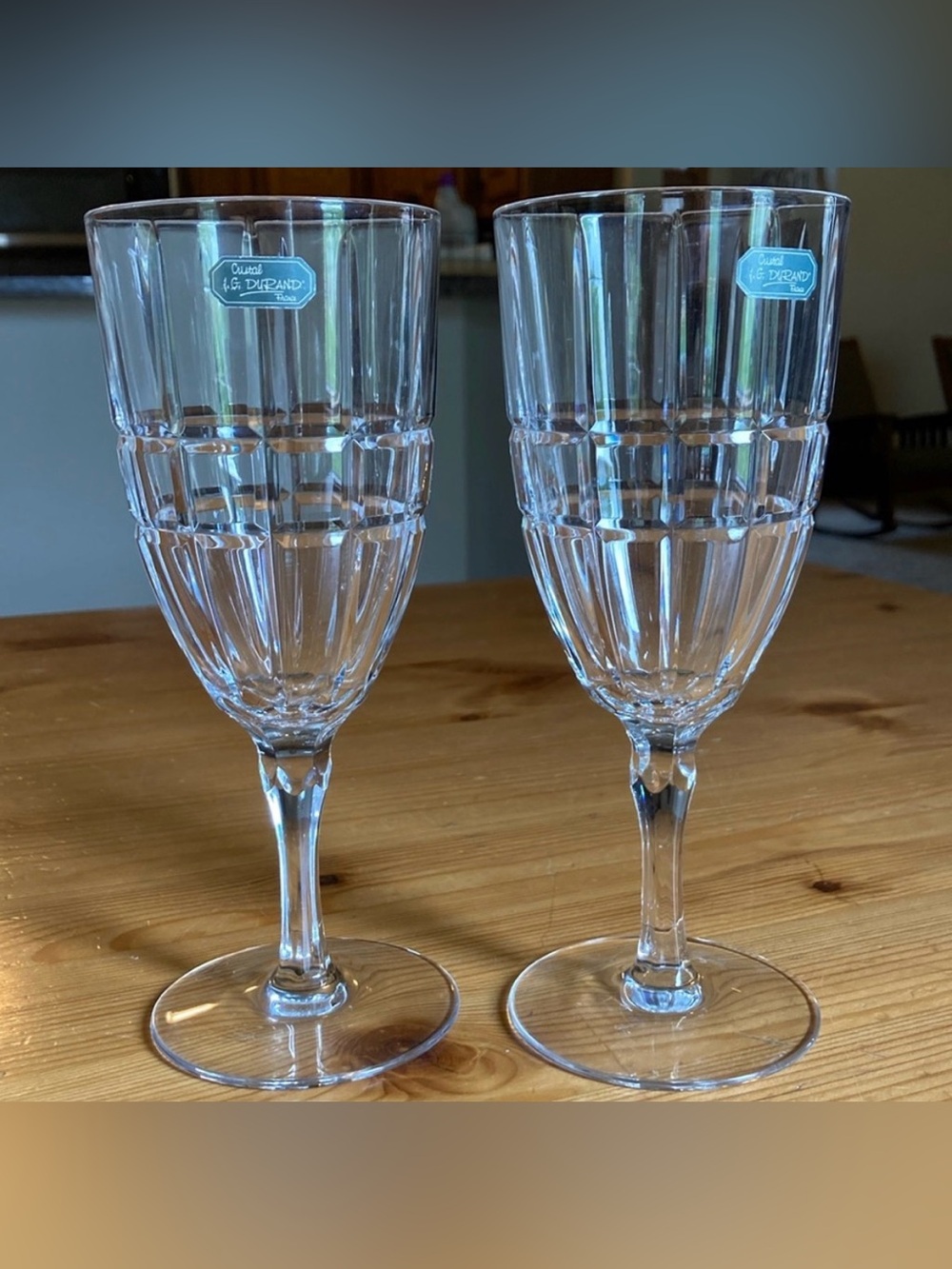 NEW A.G. Durand Clear Lead Crystal Wine Glasses - Set of 2 - wedding anniversary